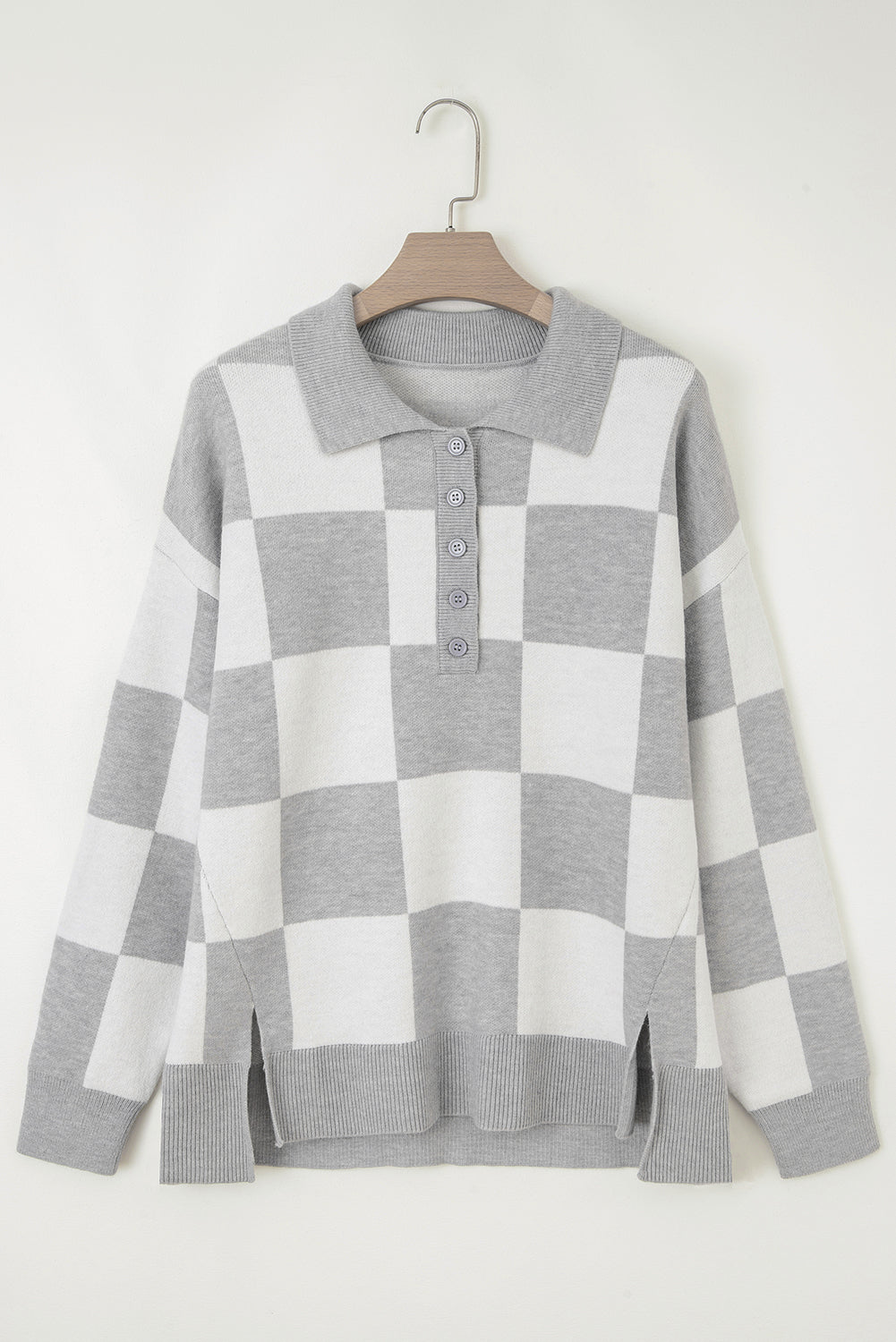 Amor | Plus Size Checkered Knit Sweater