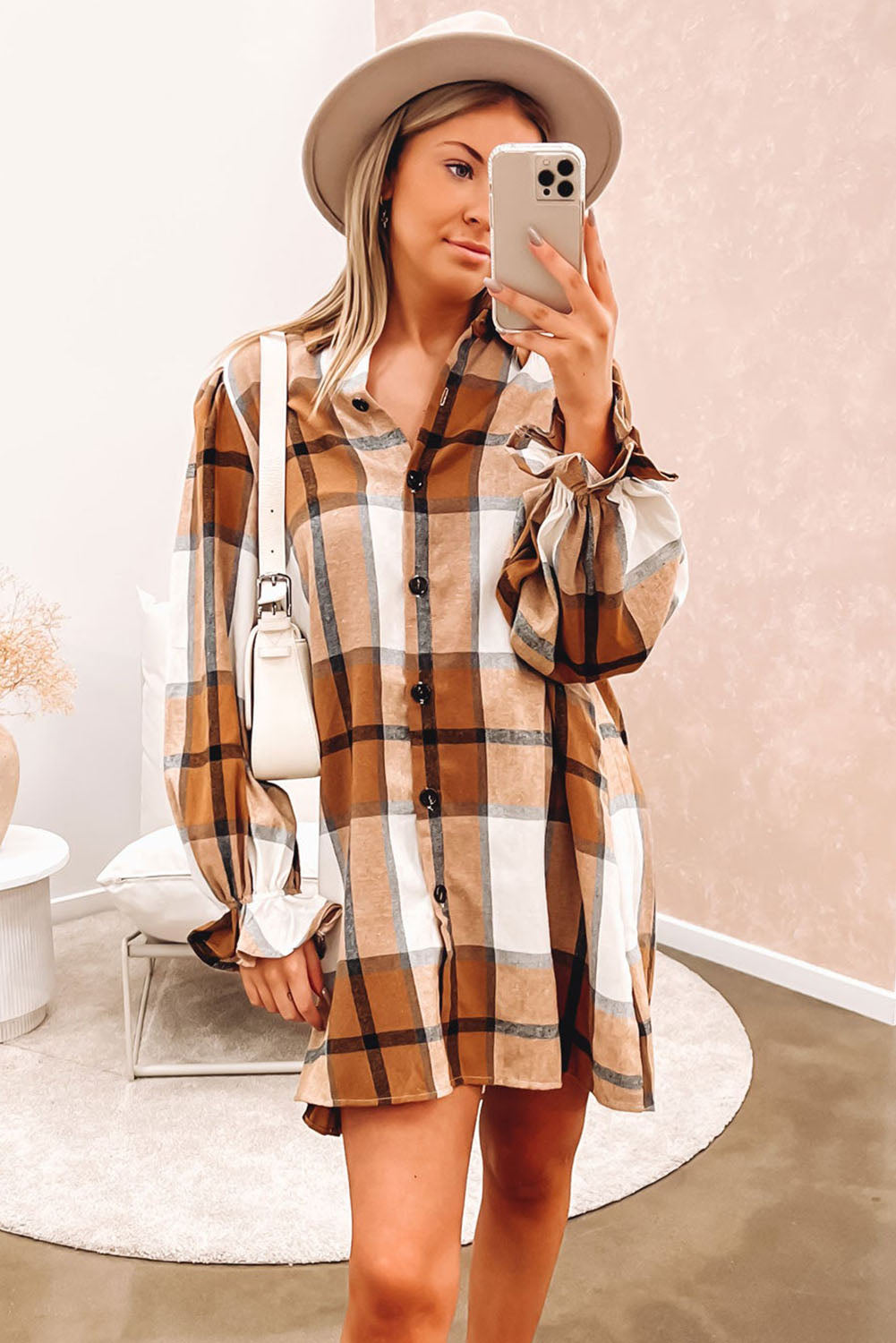 Aria | Plaid Collared Shirt Dress