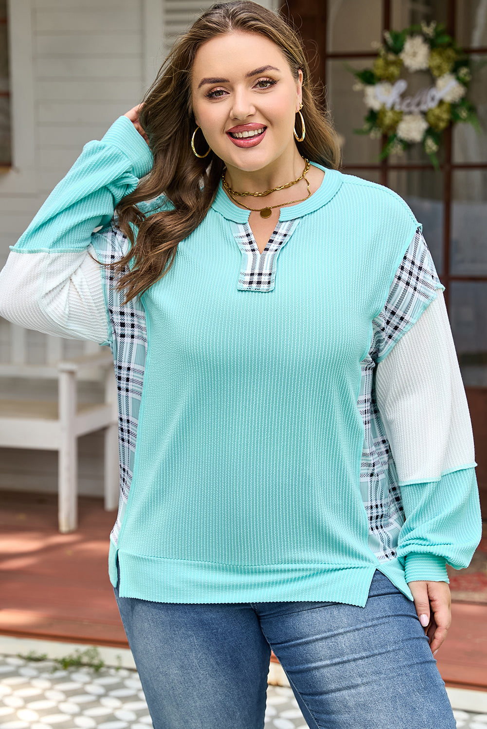 Astrid | Plus Size Twist Rib Colorblock Pullover
