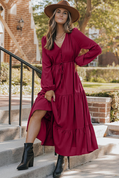 Natalia | V-Neck Tiered Long Dress