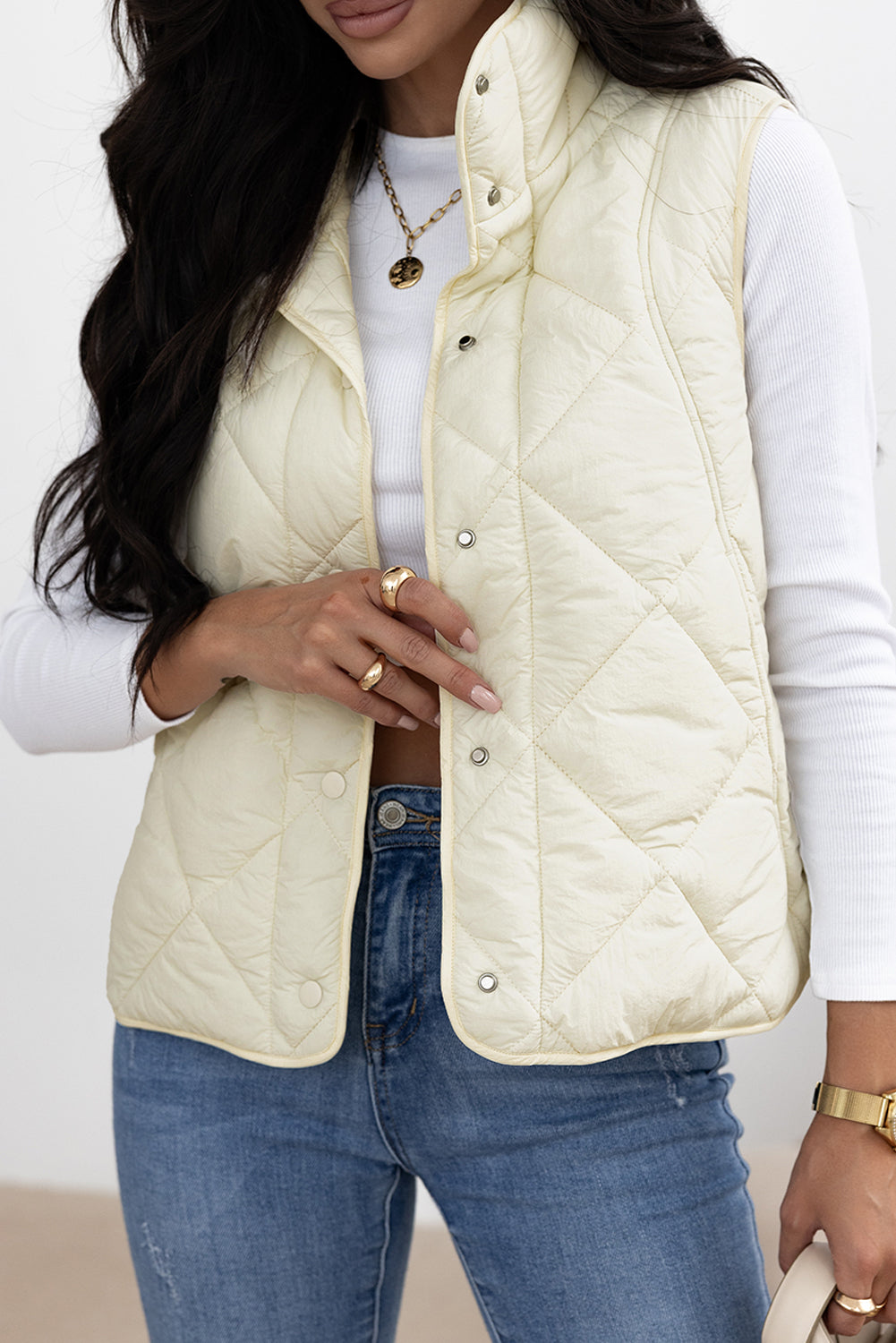 Barbara | Quilted High-Neck Vest Coat