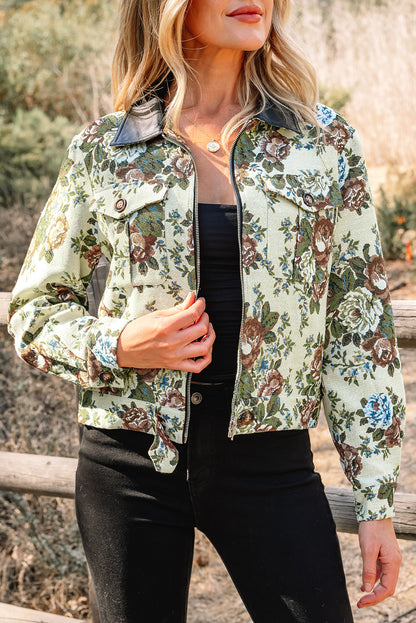 Lila | Floral Print Zip-Up Jacket