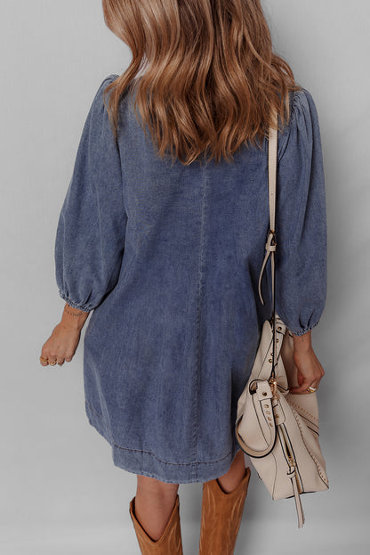 Sandy | Short Denim Tie Dress