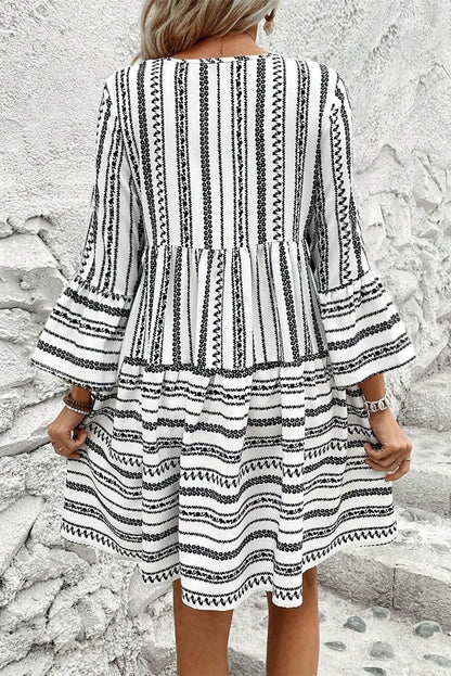 Sienna | Striped V-Neck Bell Sleeve Dress