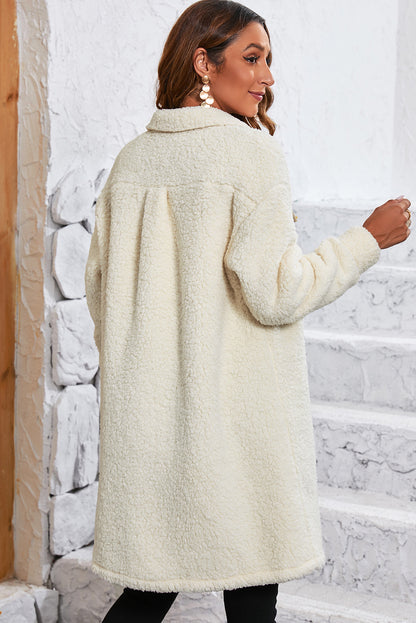 Maya | Long Teddy Coat with Contrast Pockets