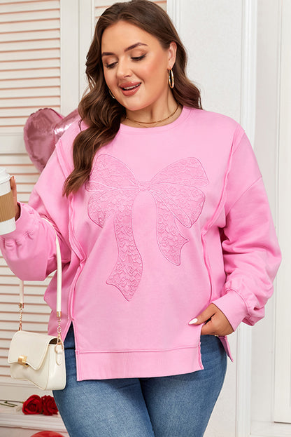Lana | Plus Size Lace Bow Sweatshirt