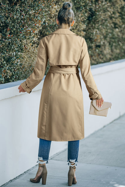 Elena | Long Button-Up Coat with Waist Tie