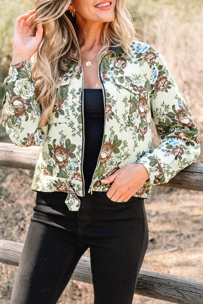 Lila | Floral Print Zip-Up Jacket