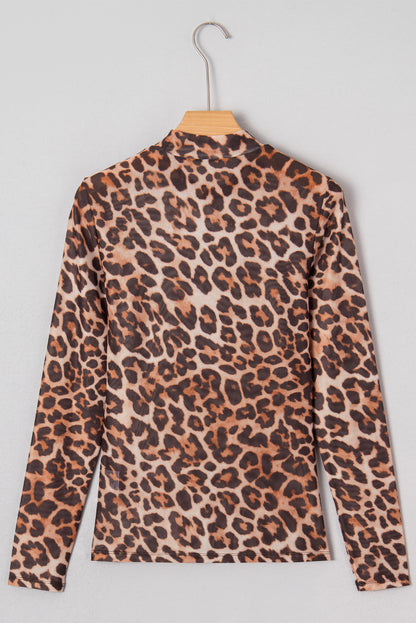 Valentina | Leopard Print Mesh Long Sleeve Top
