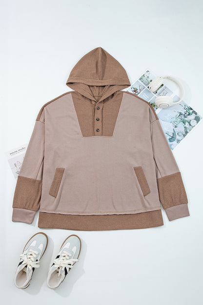 Katie | Plus Size Waffle Knit Patchwork Hoodie