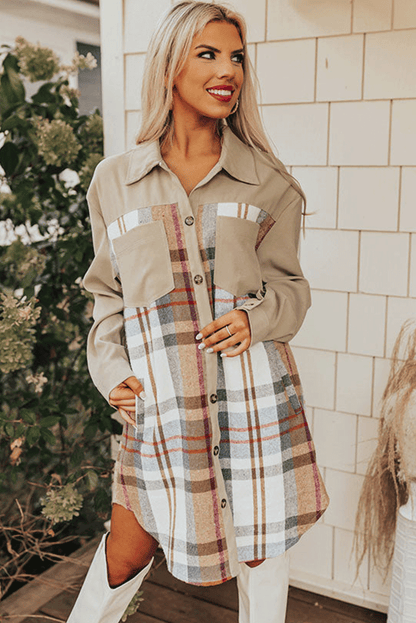 Ewa | Plaid Patchwork Shirt Dress