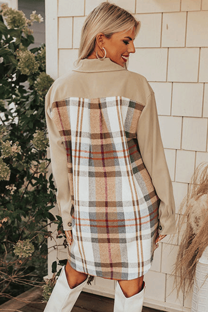 Ewa | Plaid Patchwork Shirt Dress