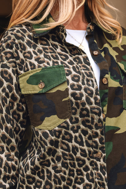 Marissa | Leopard & Camo Patchwork Oversize Shacket