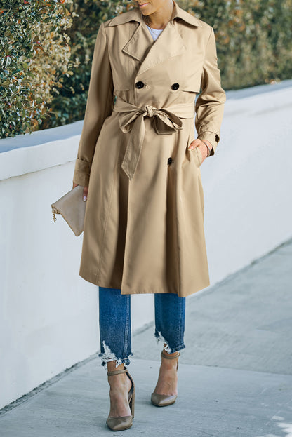 Elena | Long Button-Up Coat with Waist Tie