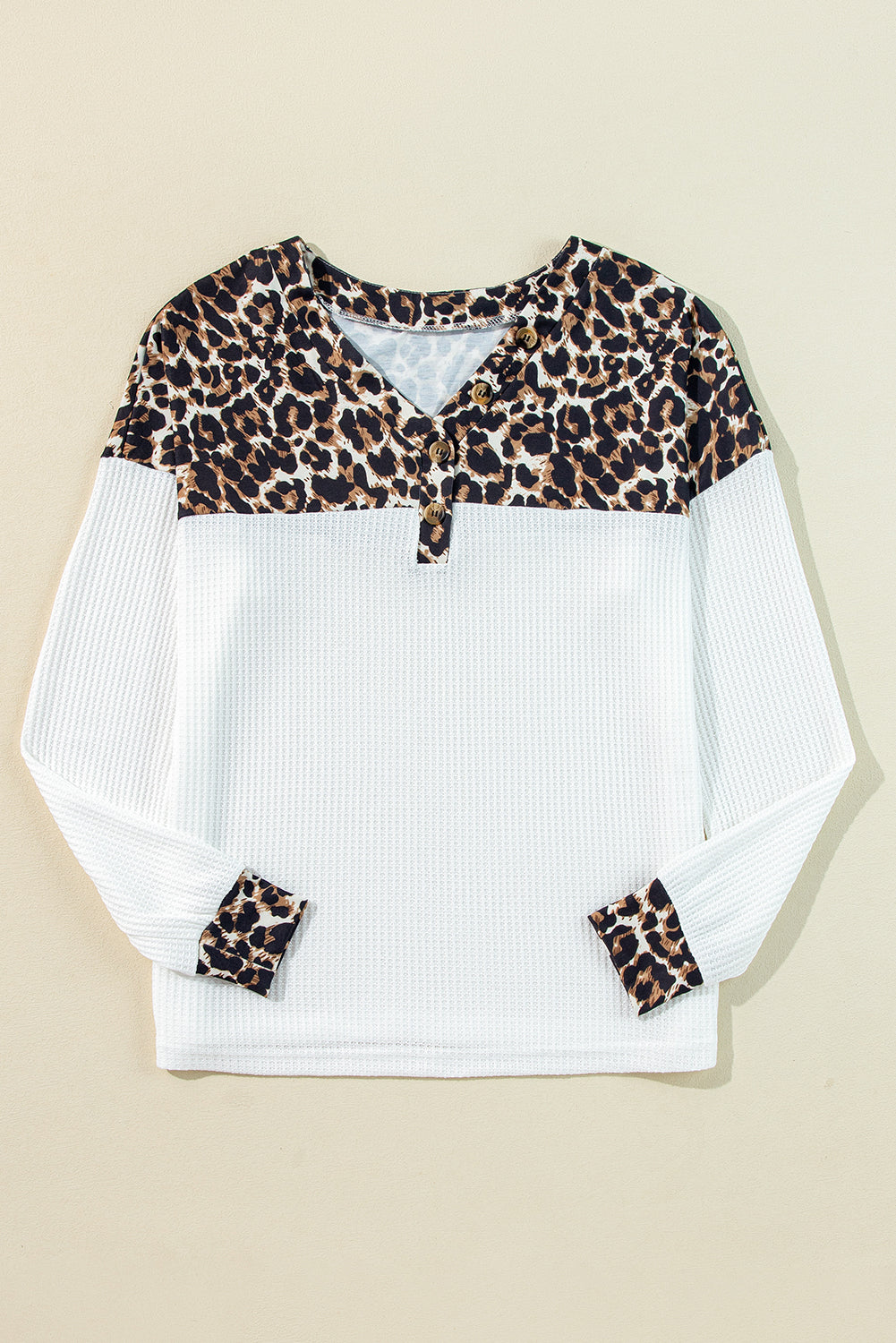 Elena | Leopard Patchwork Waffle Knit Top
