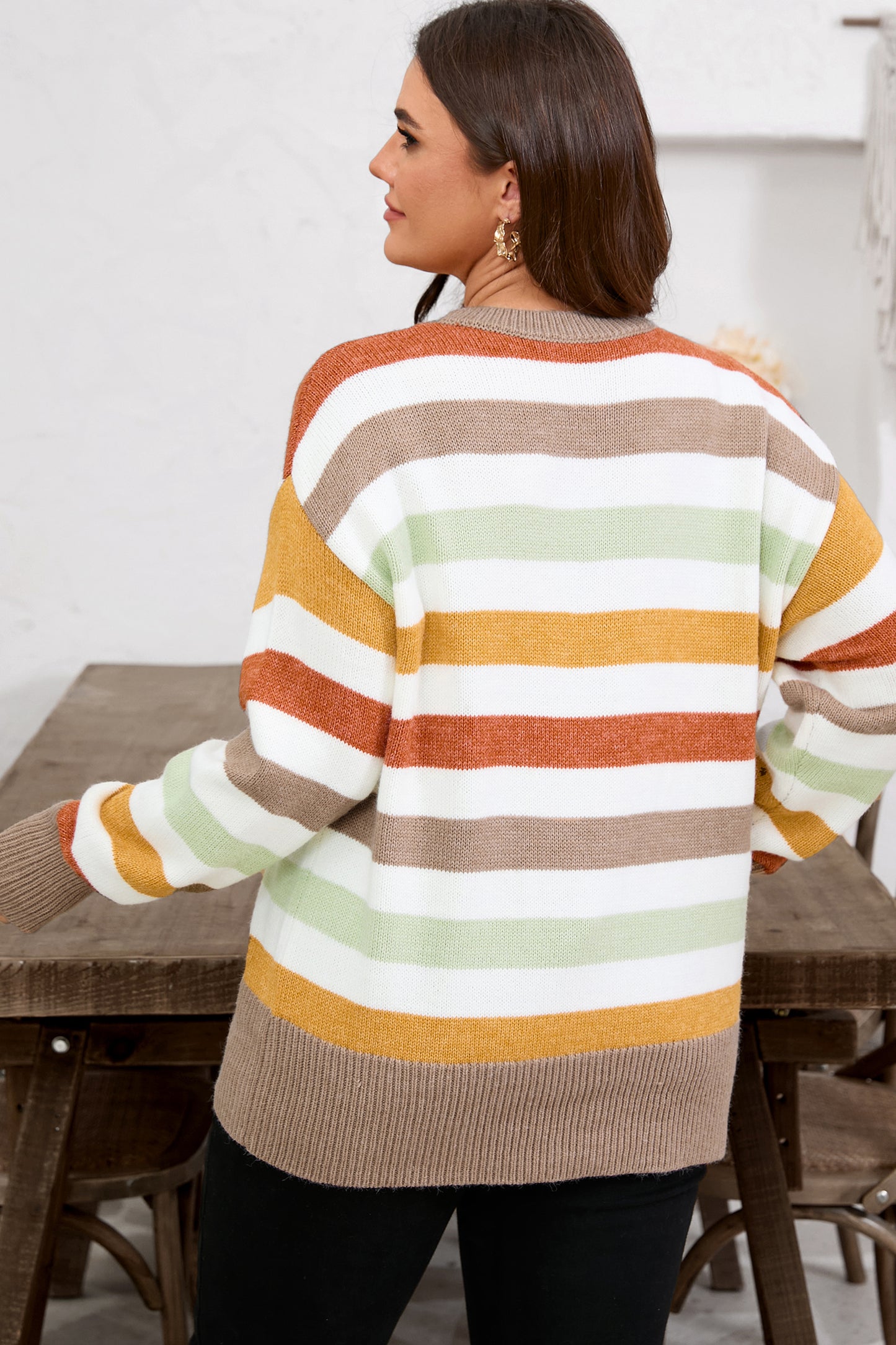 Cassandra | Plus Size Striped Colorblock Sweater