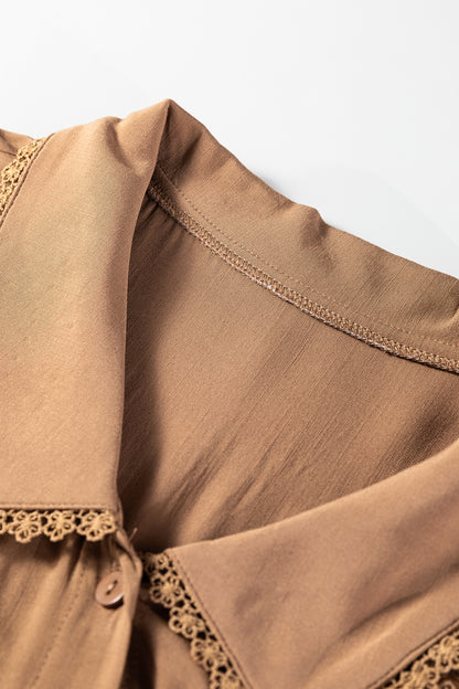 Carmela | Peter Pan Lace Trim Shirt Dress