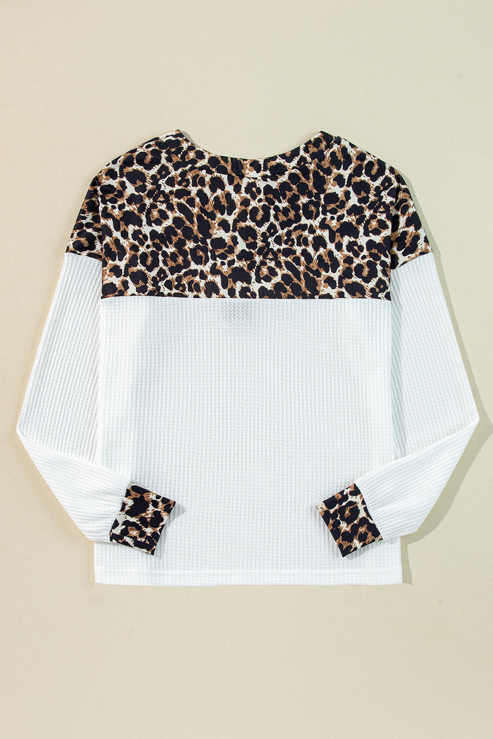 Elena | Leopard Patchwork Waffle Knit Top