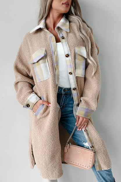 Avery | Plaid Patchwork Sherpa Coat