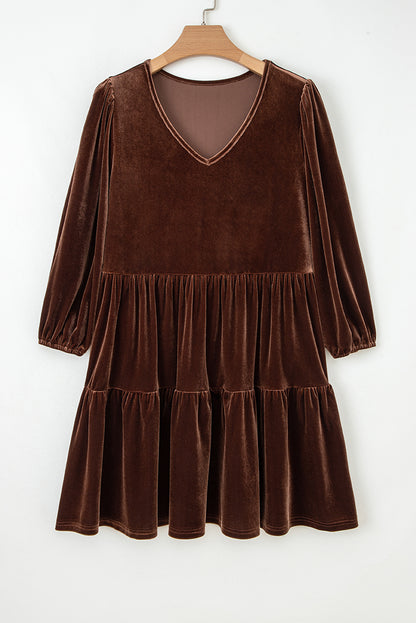 Maya | Velvet V-Neck Tiered Dress