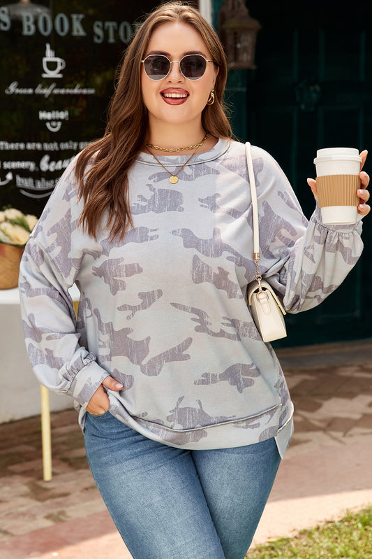 Janine | Plus Size Camouflage Print Pullover