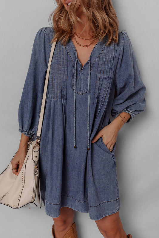 Sandy | Short Denim Tie Dress