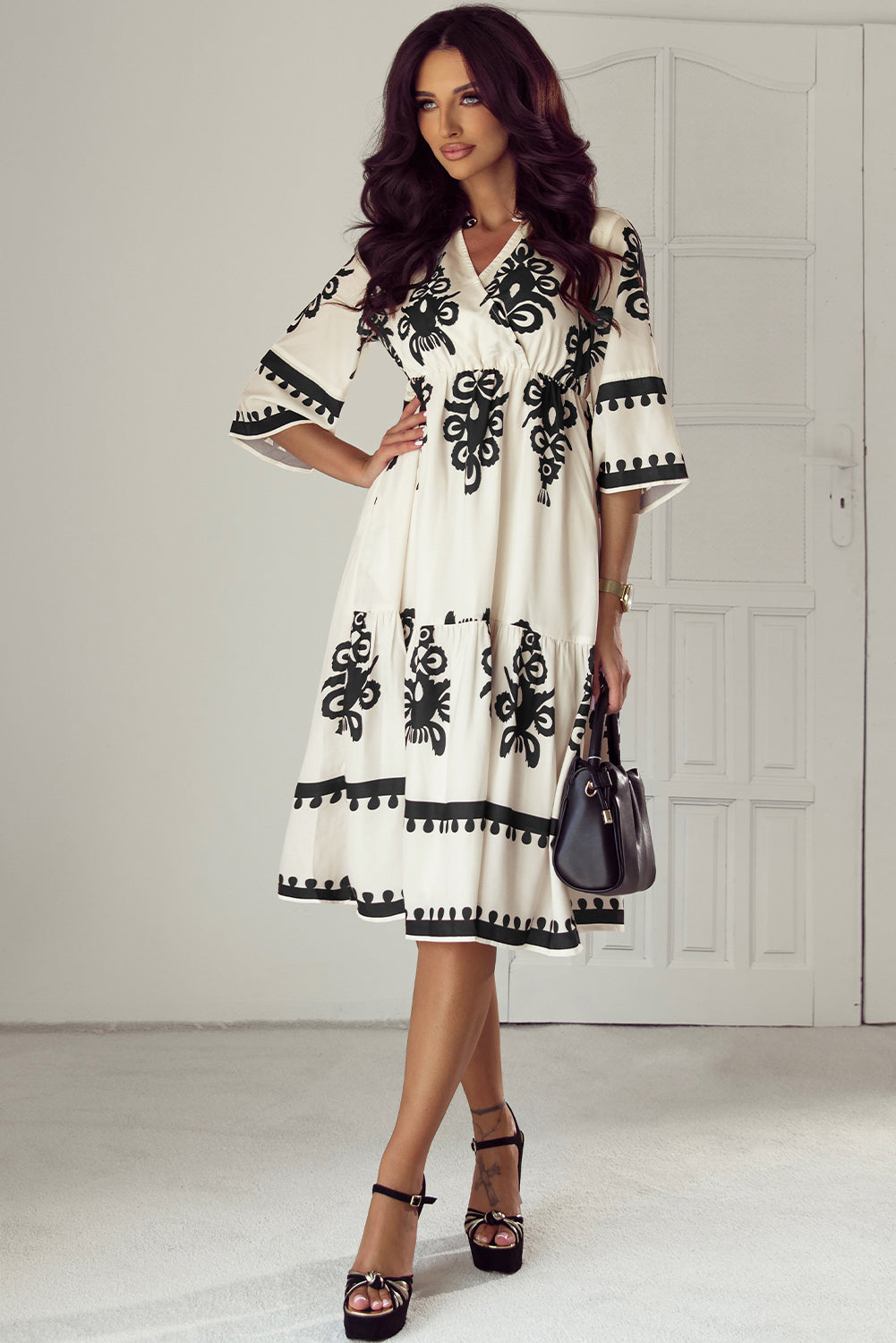 Sarah | Western Geometric Wrap Dress