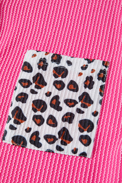 Courtney | Leopard Patchwork Ribbed Shirt Jacket