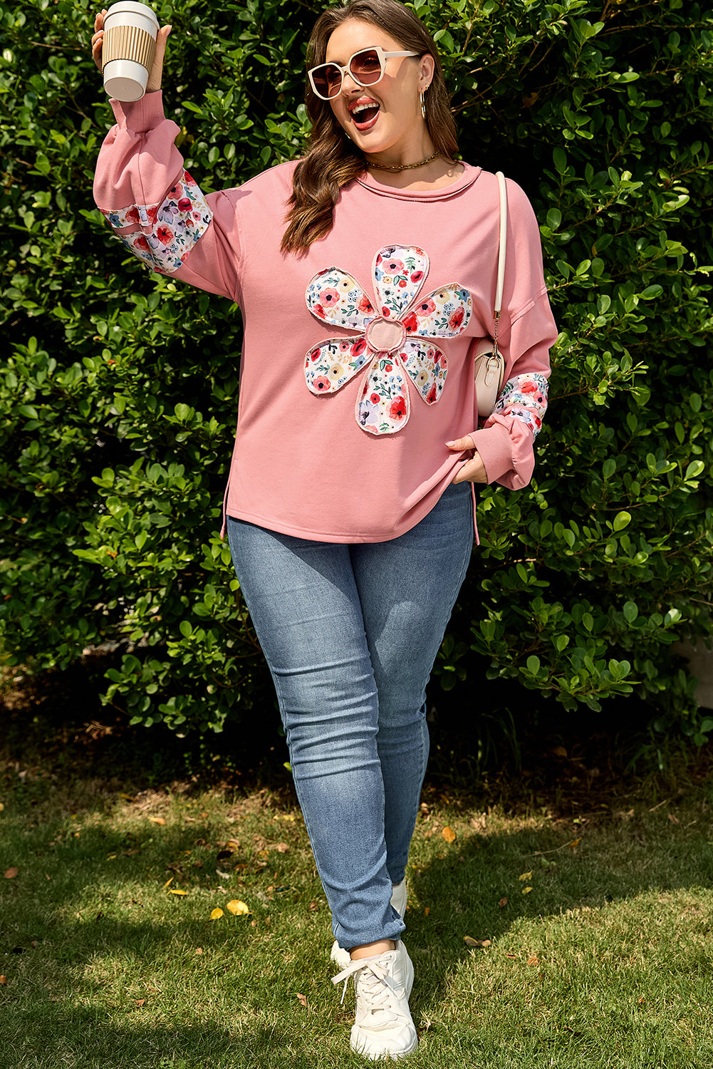 Colette | Plus Size Floral Applique Sweatshirt