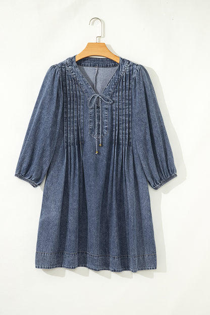 Sandy | Short Denim Tie Dress