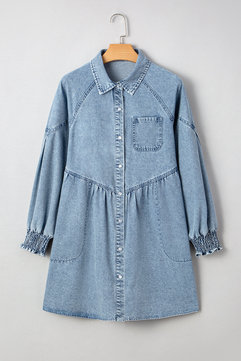 Ella | Lightweight Denim Heart Button Mini Dress