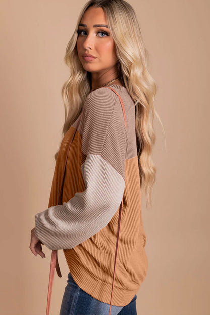 Emilia | Ribbed Colorblock Long Sleeve Top