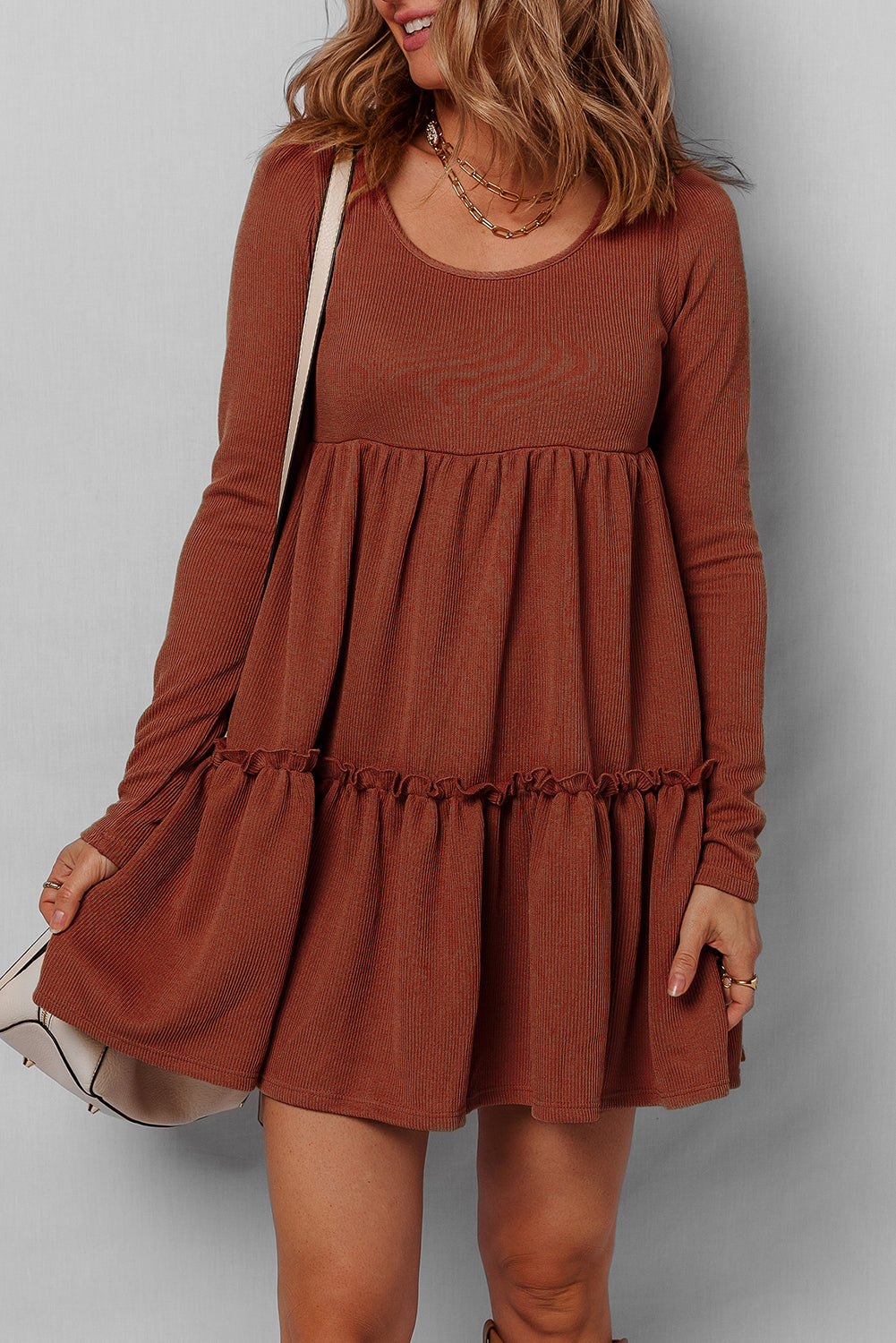 Lorna | Ribbed Knit Frill Dress