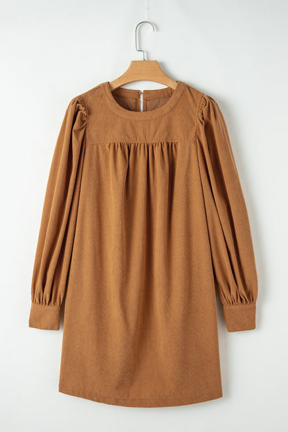 Aurora | Corduroy Puff Sleeve Shift Dress