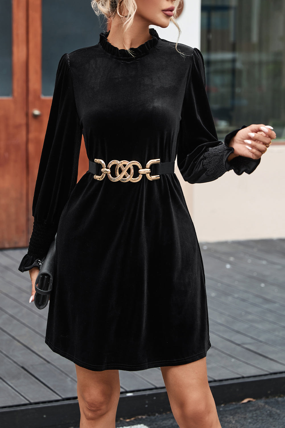 Heart | Velvet Puff Sleeve Dress