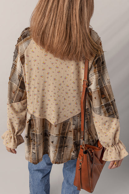 Adelle | Boho Floral Plaid Patchwork Shacket