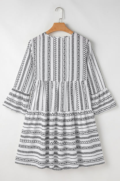 Sienna | Striped V-Neck Bell Sleeve Dress