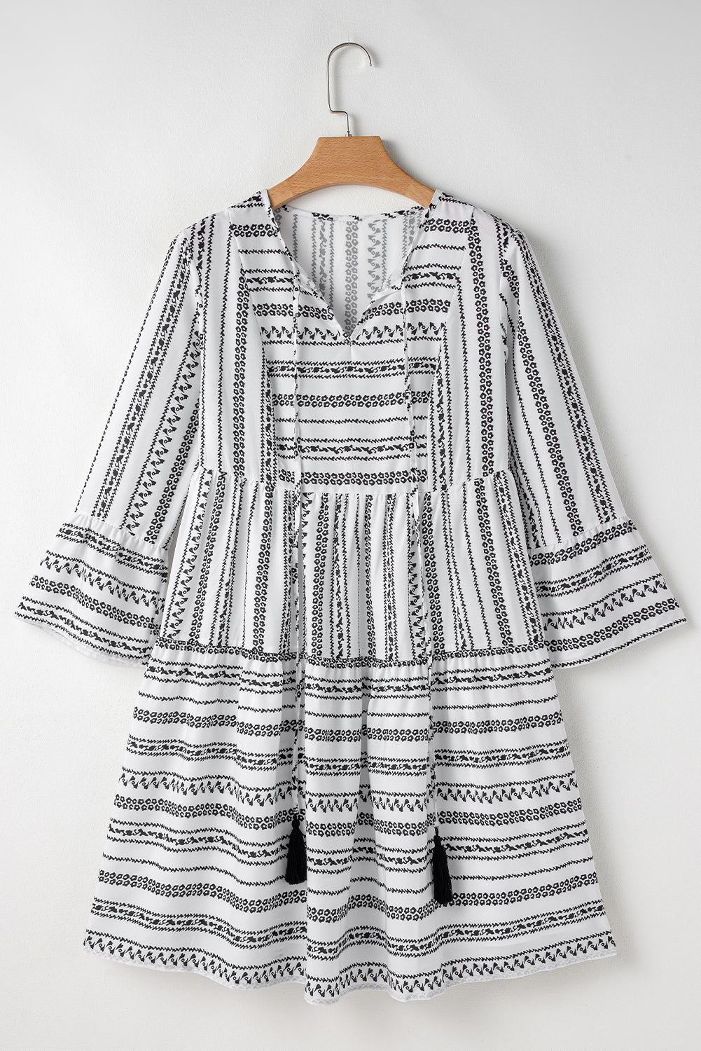 Sienna | Striped V-Neck Bell Sleeve Dress