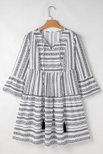 Sienna | Striped V-Neck Bell Sleeve Dress