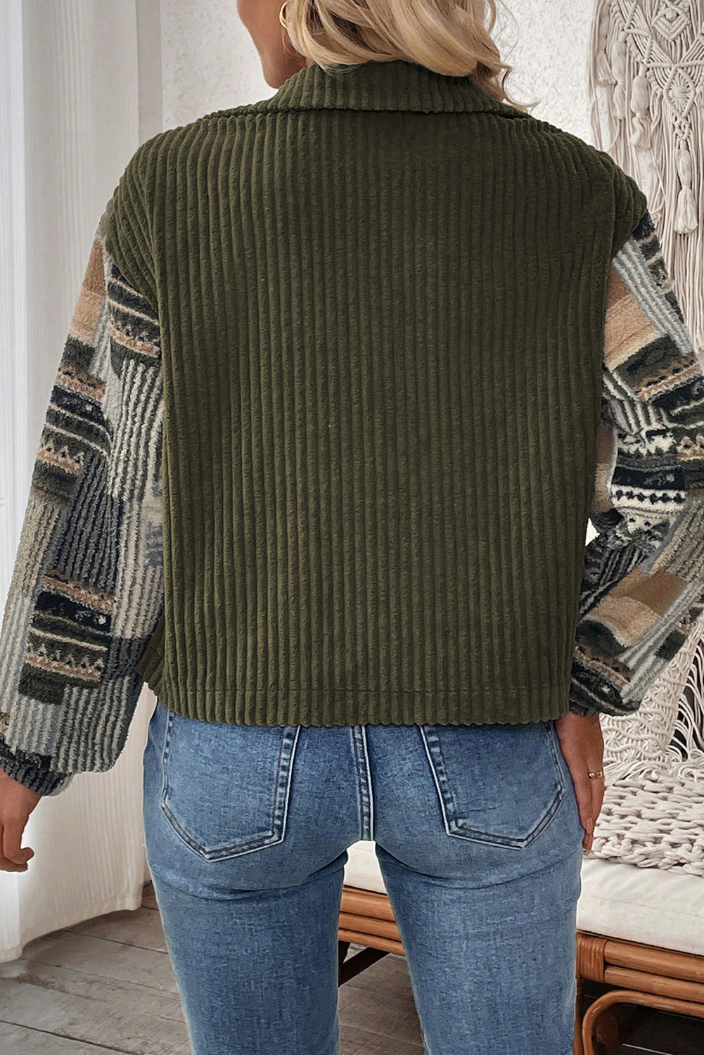 Vivienne | Ribbed Fleece Plaid Patchwork Jacket