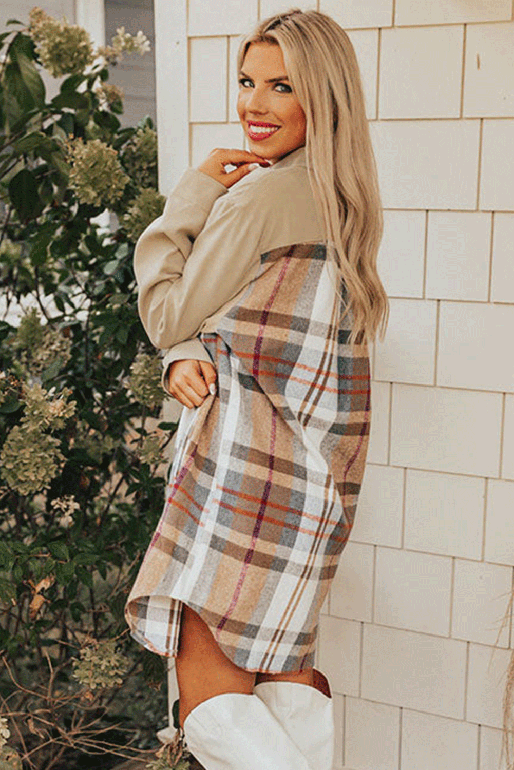 Ewa | Plaid Patchwork Shirt Dress