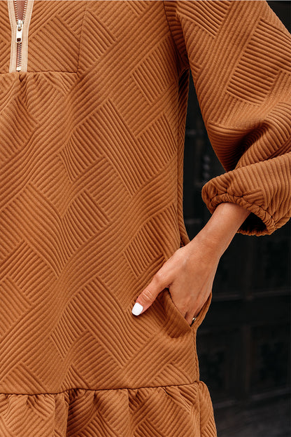 Mia | Quarter-Zip Textured Mini Dress