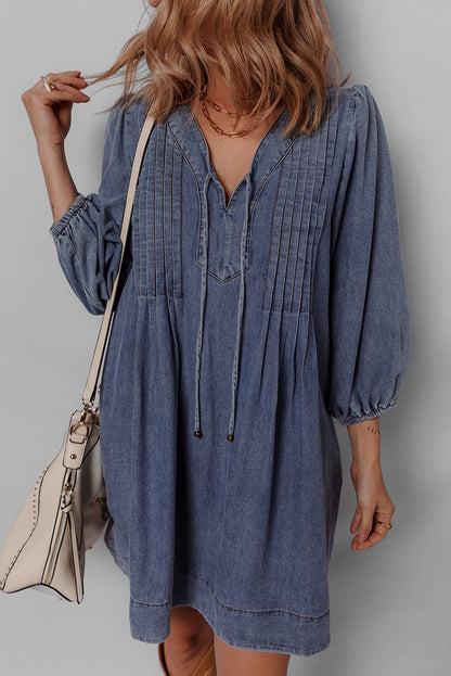Sandy | Short Denim Tie Dress