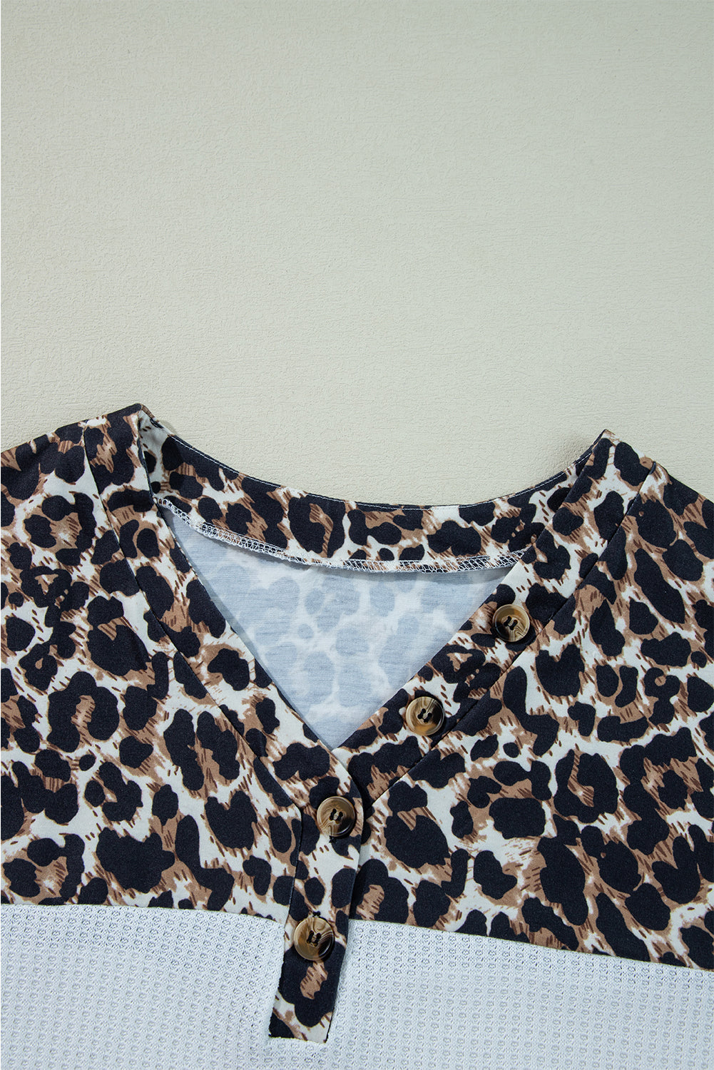 Elena | Leopard Patchwork Waffle Knit Top