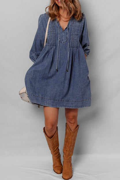 Sandy | Short Denim Tie Dress
