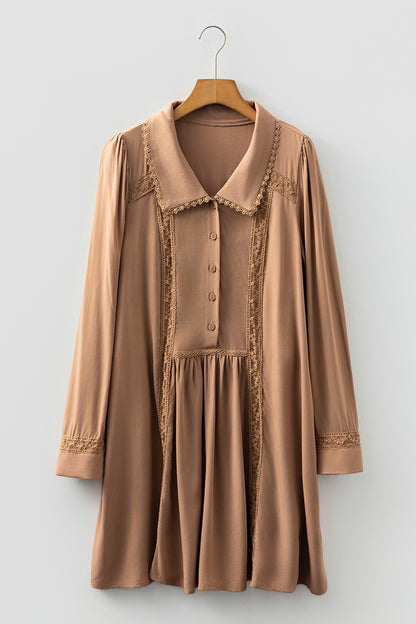 Carmela | Peter Pan Lace Trim Shirt Dress