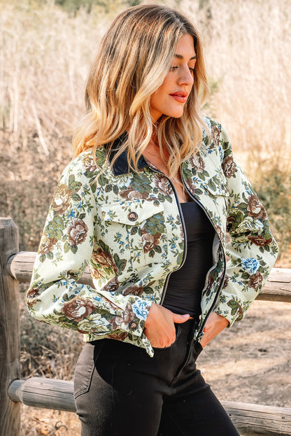 Lila | Floral Print Zip-Up Jacket
