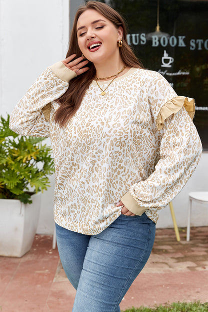 Ivy | Leopard Print Ruffled Sweatshirt