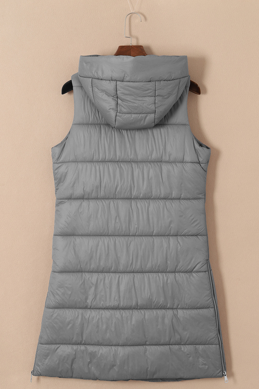 Kylie | Quilted Hooded Vest Coat (Gray)