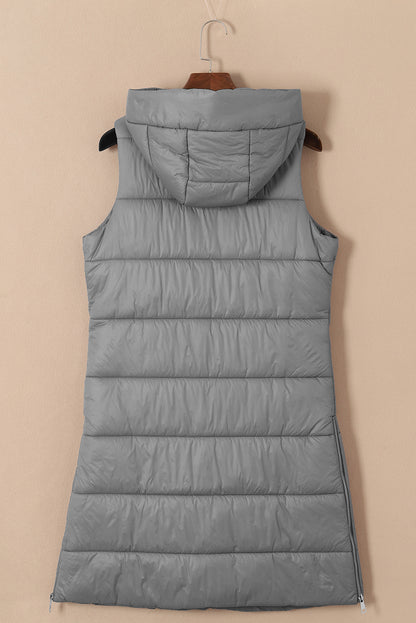 Kylie | Quilted Hooded Vest Coat (Gray)